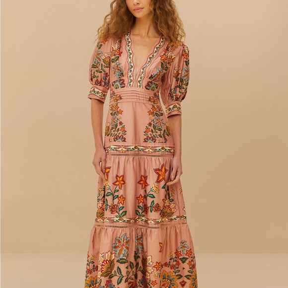 FARM Rio Pink Garden Delight Short Sleeve Maxi Dress - Picture 4 of 7